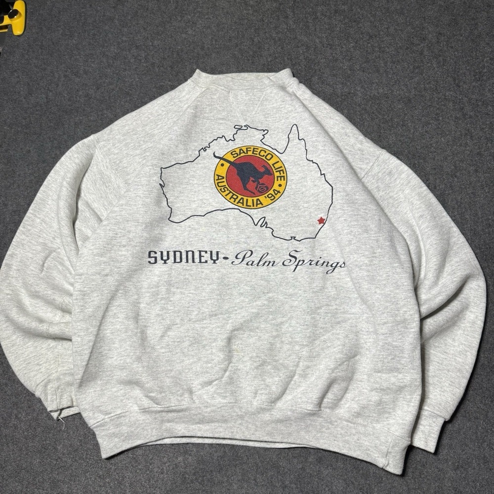 VTG 1994 Safeco Life Sydney Australia Heavyweight Cotton Crewneck Men L USA Made
